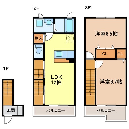 菊川駅 徒歩10分 1-3階の物件間取画像